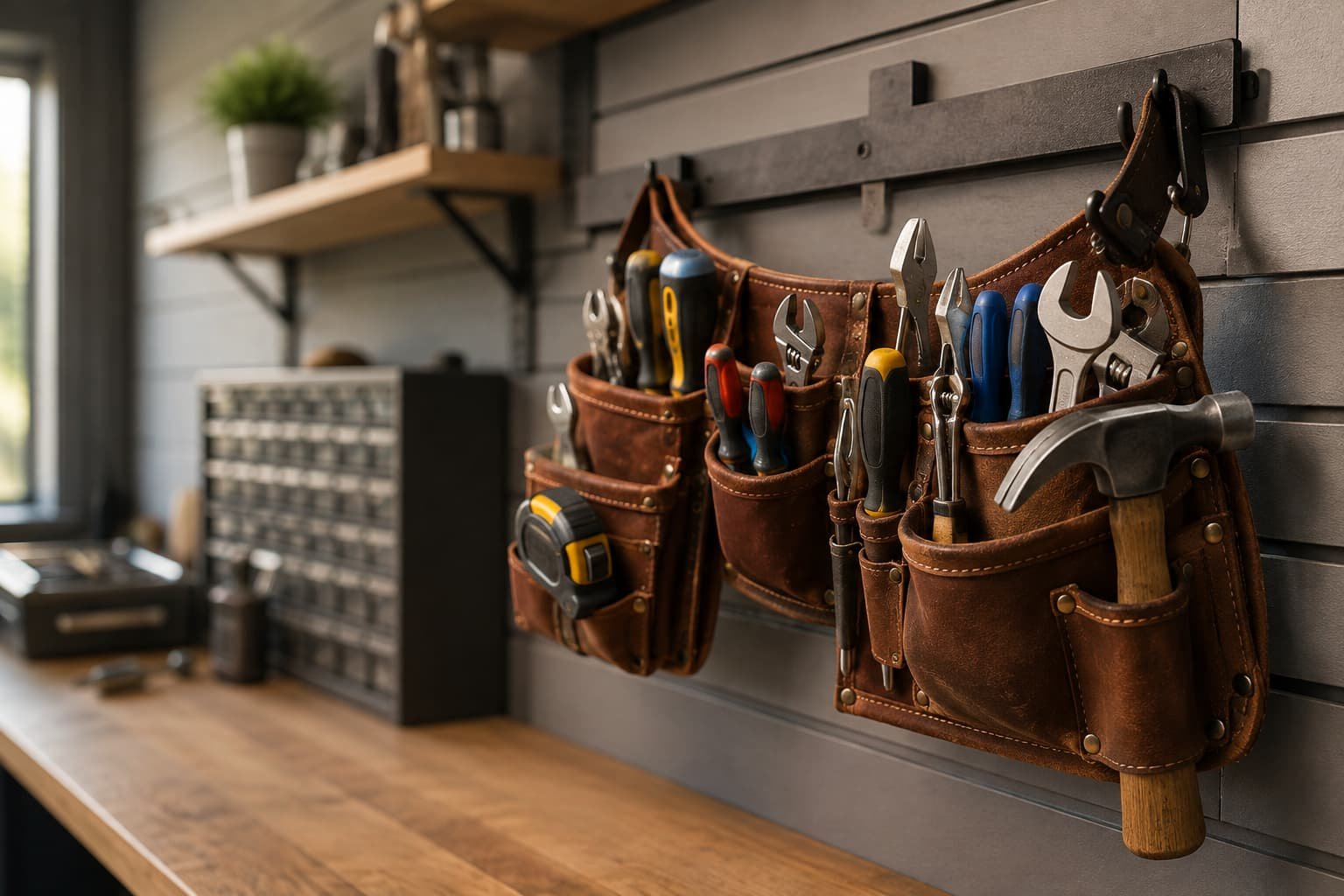 Handyman tool belt with hand tools